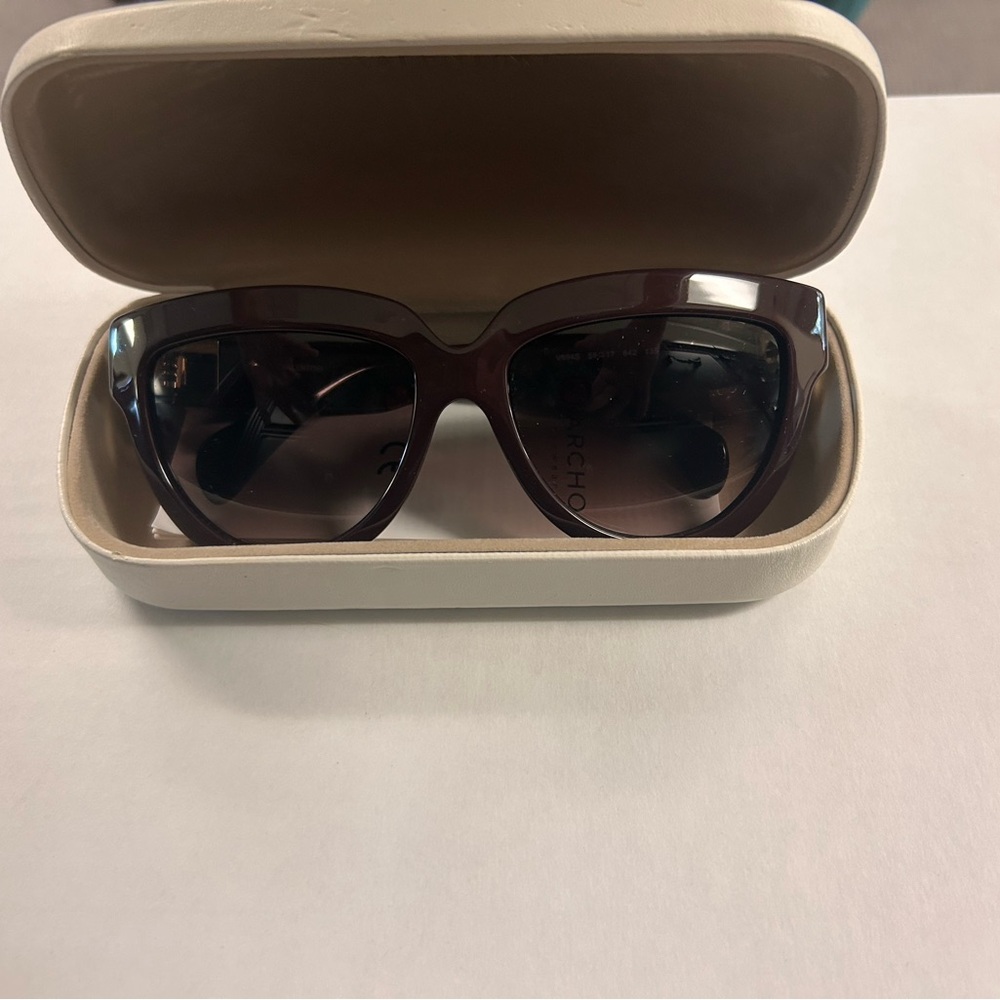 Valentino Women's Dark Cat Eye Maroon Sunglasses  NEW